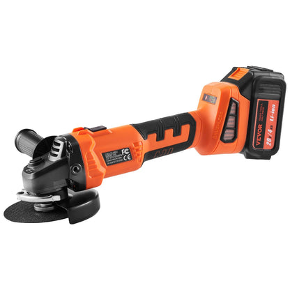 VEVOR Cordless Angle Grinder Kit, 4-1/2'' 9000Rpm Brushless Motor, 3 Variable Speed, Electric Grinder Power Tools with 20V 4.0Ah Battery & Fast Charger for Cutting, Polishing, Rust Removal