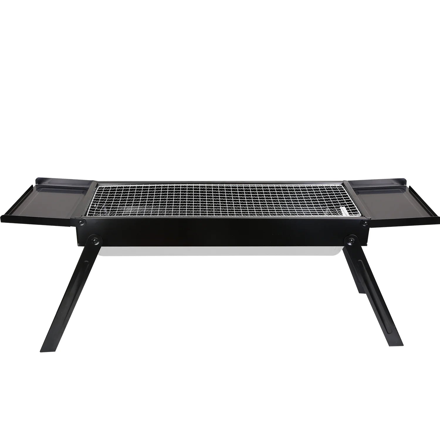 Portable BBQ Grill with Shelf, 34X9X12In Foldable Charcoal BBQ Grill with Stainless Steel Grill Net, Black