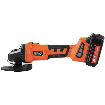 VEVOR Cordless Angle Grinder Kit, 4-1/2'' 9000Rpm Brushless Motor, 3 Variable Speed, Electric Grinder Power Tools with 20V 4.0Ah Battery & Fast Charger for Cutting, Polishing, Rust Removal