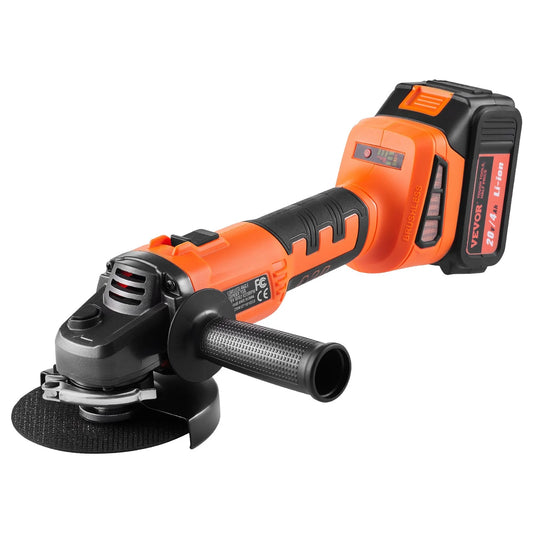 VEVOR Cordless Angle Grinder Kit, 4-1/2'' 9000Rpm Brushless Motor, 3 Variable Speed, Electric Grinder Power Tools with 20V 4.0Ah Battery & Fast Charger for Cutting, Polishing, Rust Removal