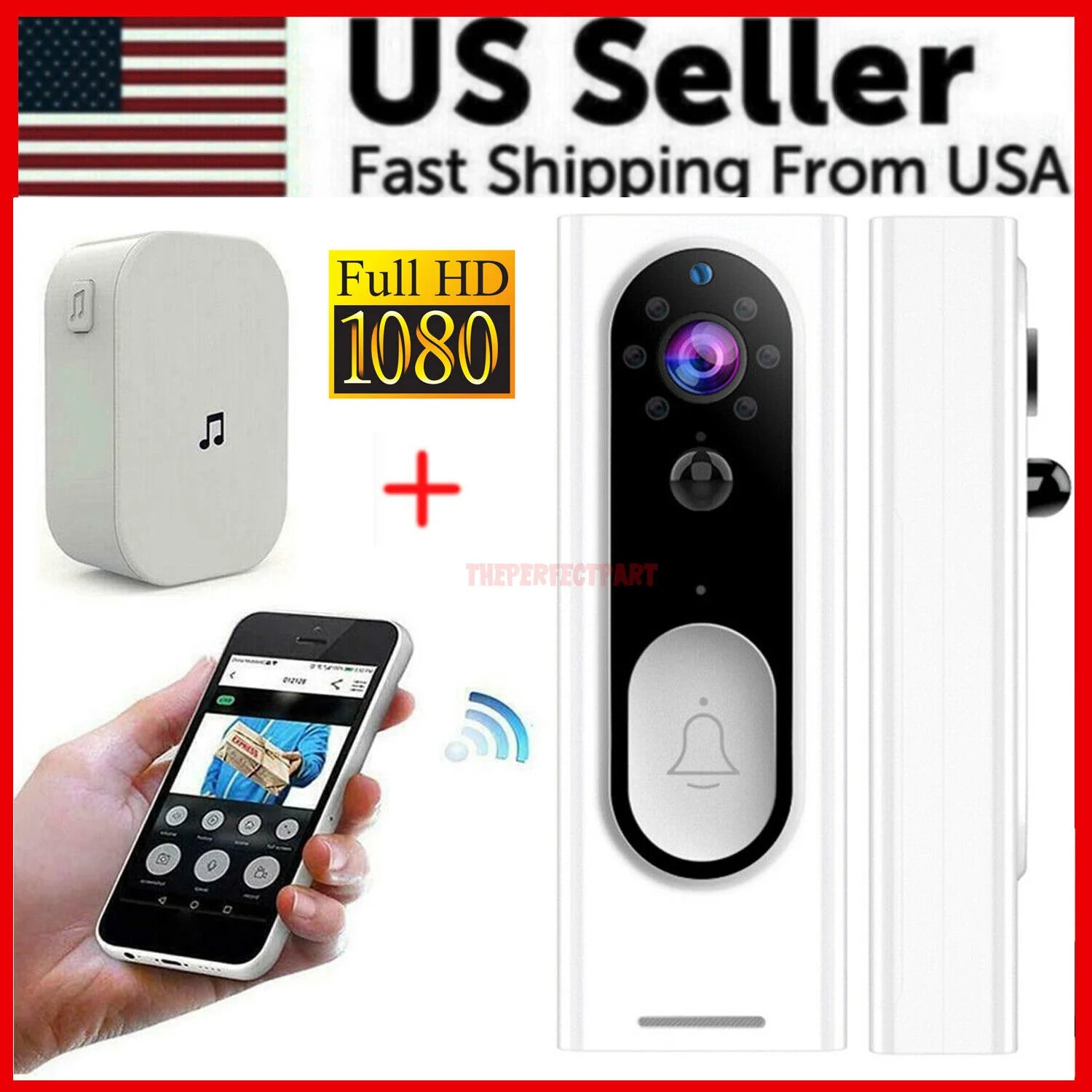 Ring Doorbell 1080P HD Security Camera Wireless Door Bell Camera with Chime